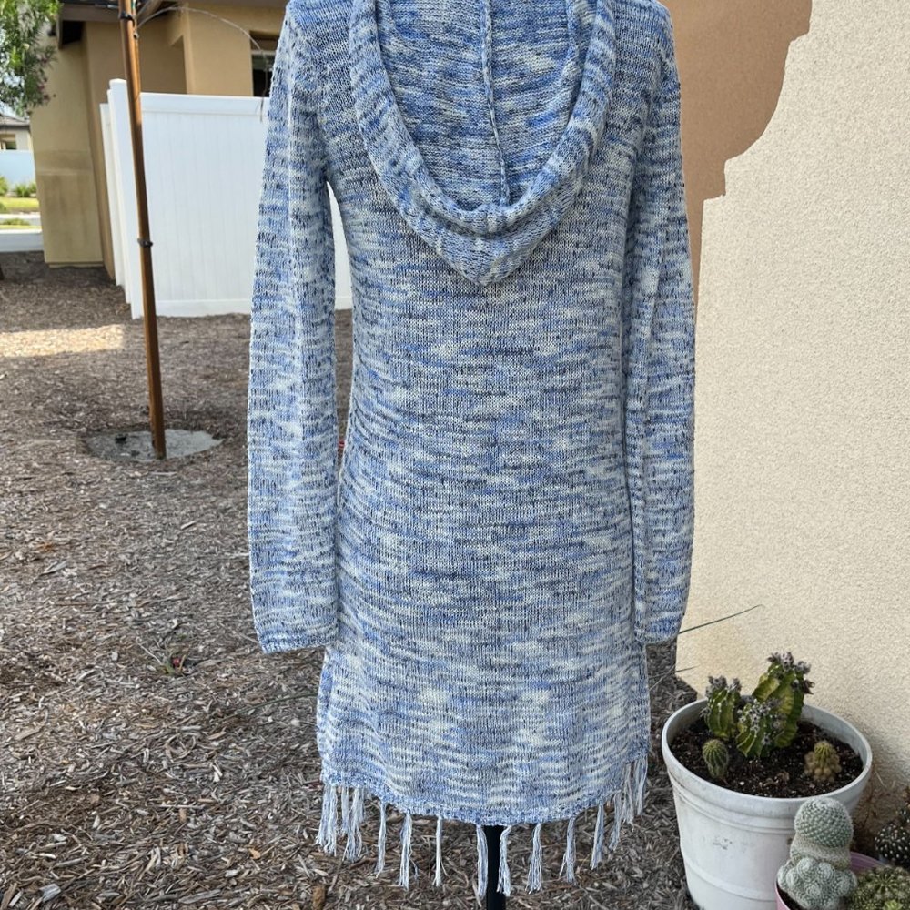 Mudd Blue & White Open Cardigan With Hood Girls Size 16 - Picture 10 of 16